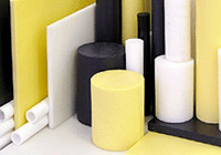 Engineering plastic in black, white and yellow